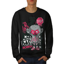 Wellcoda Bad Monkey Stop Zombie Mens Sweatshirt, Bad Casual Pullover Jumper - £23.67 GBP+