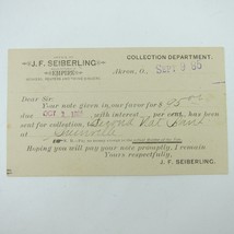 J.F. Seiberling Empire Mowers Reapers Akron Ohio Postcard Ephemera Antique 1885 - £15.72 GBP
