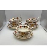 Set of 5 Royal Crown Derby Bone China ASIAN ROSE Cups &amp; Saucers - $238.73 CAD