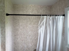 Deluxe Shower Tension Rod Fits 43&quot; to 72&quot; Adjustable With a Fancy Head Black - £23.52 GBP
