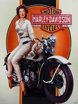 Dreaming Babe Harley Davidson Motorcycle Metal Sign - $16.95