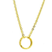 Modern Gold Overlay Circle Pendant and Necklace, Adjustable Length, Fashion - £15.75 GBP