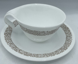 Corelle Woodland Brown Individual Coffee Tea Cup Hook Handle and Saucer - £5.53 GBP