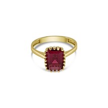 Real 14k Gold Birthstone Ring Red Women Band Size 7 - £215.25 GBP