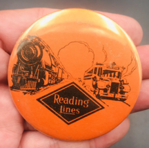 Vintage Reading Lines NS Norfolk Southern Railway Orange Round Pin 2.25&quot;... - £9.58 GBP