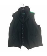 VTG Tripp NYC Hooded Pinstripe Punk Goth Joker Vest Blk Grn Whimsigoth M... - $85.49