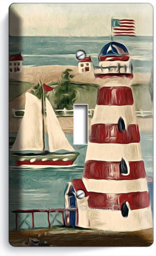 LIGHTHOUSE SAIL BOAT SINGLE LIGHT SWITCH WALL PLATE COVER LIVING ROOM BATHROOM