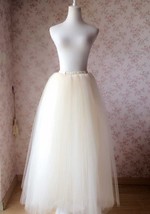 Ivory White Tulle Maxi Skirt Bridal Custom Any Size Layered Train Tulle Skirt image 4