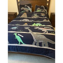 pottery barn kids Quilt Full/Queen Navy Warren Dinosaur Quilt Hand-stitched - $99.00