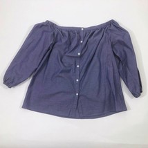 Blue  Women&#39;s Chambray Blue Merona Peasant Blouse Size Small - $277.24 MXN