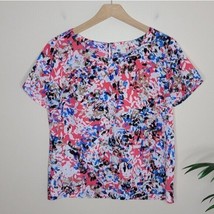 J. Crew Factory | Abstract Floral Print Short Sleeve Blouse, womens size small - £15.19 GBP