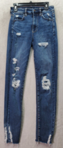 American Eagle Outfitters Jegging Jeans Womens 2 Short Blue Distressed H... - $20.26