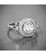 1.10 Ct Round Simulated Diamond Vintage Halo Engagement Ring 14K White G... - £72.68 GBP