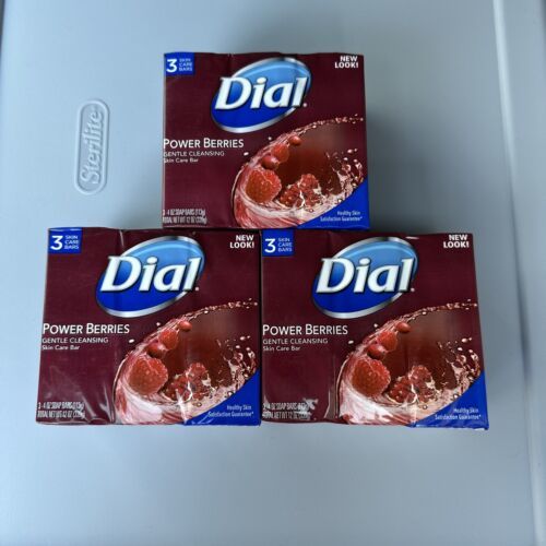 [ 3 Packs of 3 = 9 Bars ] Dial Power Berries Gentle Cleansing Glycerin ...