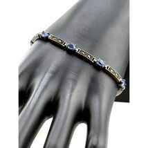 Sterling Silver Blue Cubic Zirconia Marcasite Bracelet - $96.77