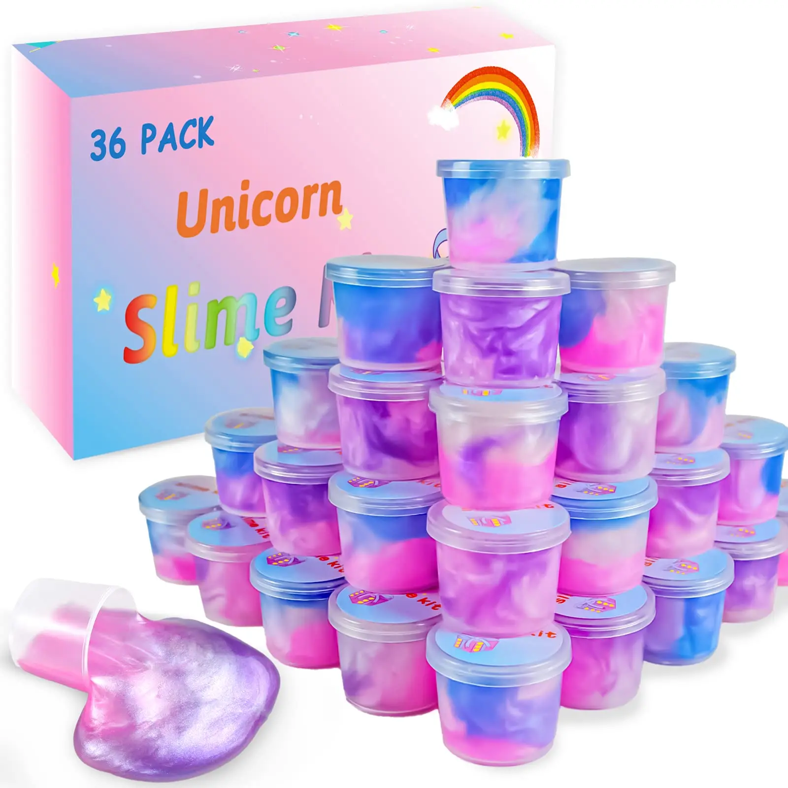 36 Packs Unicorn Slime Kit Unicorn Party Favors Galaxy Pretty Stretchy - £48.73 GBP