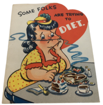 A Novo Laugh Vintage Valentines Day Card Some Folks Try to Diet Pun Humo... - $9.99
