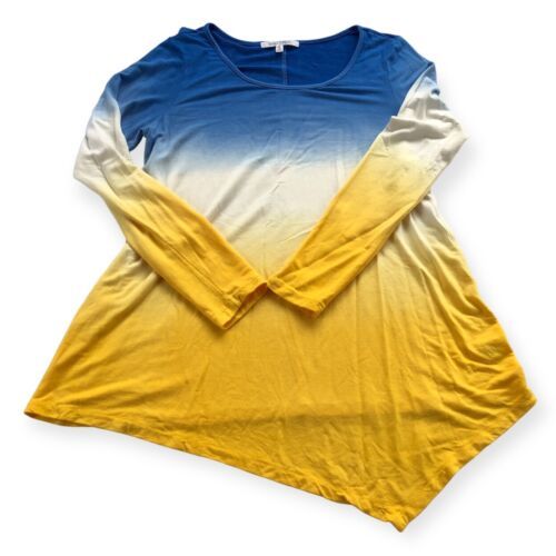 Single Thread Womens Blue To Yellow Ombré Pullover Sweater Top Medium - £14.47 GBP