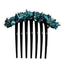 Turquoise Beaded Hair Combs Black French Twist Updos Accents Set Of 2 - $15.74