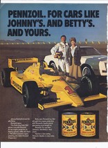 80&#39;s Pennzoil 10w 30 Oil Print Ad Automobile Car Johnny Rutherford 8.5&quot; ... - $19.11