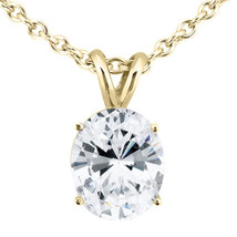 Bridal Diamond Solitaire Pendant Oval Treated 14K Yellow Gold 0.95 Carat IGI - £1,900.33 GBP