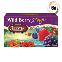 6x Boxes Celestial Seasonings Wild Berry Zinger Herbal Tea | 20 Bag Each... - $34.77