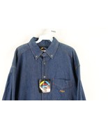NOS Vintage 90s Fila Mens Large Spell Out Baggy Fit Denim Jean Button Shirt - £62.02 GBP