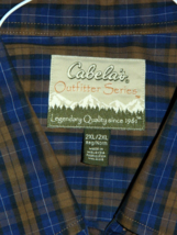 Mens Cabelas Brand Long Sleeve Blue-Brown Striped Casual Shirt sz 2XL / 52x32 - £10.20 GBP