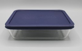 Pyrex #7211 6 Cup 1.5L Storage Plus Rectangle Lasagna Pan &amp; Dark Blue Lid - £14.07 GBP