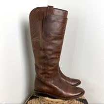 Frye Paige Tall Riding 100% Leather Boots Dark Brown Size 6 Equestrian - $62.89