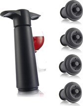 Vacu Vin Wine Saver Pump With Vacuum Bottle Stoppers (Black). - £29.46 GBP
