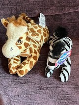 Lot of Small Petting Zoo Brown Spotted Plush GIRAFFE &amp; Birthday Express Black &amp; - £8.15 GBP