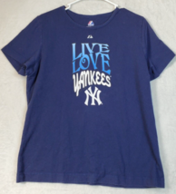 New York Yankees Majestic Baseball T Shirt Mens Size XL Blue Cotton Short Sleeve - £12.54 GBP