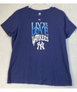 New York Yankees Majestic Baseball T Shirt Mens Size XL Blue Cotton Shor... - £12.34 GBP