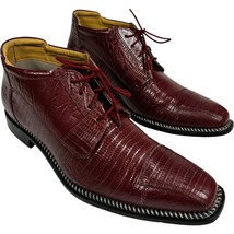 LibertyZeno mens Foxx Burgundy Leather Lizard Print Lace-up Ankle Boots ... - $526.98 MXN