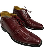 LibertyZeno mens Foxx Burgundy Leather Lizard Print Lace-up Ankle Boots ... - €24,13 EUR
