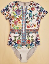 Johnny Was Surf Swimsuit Neoprene Zip-Up One-Piece Sz - XL  Multicolor Floral - £173.26 GBP