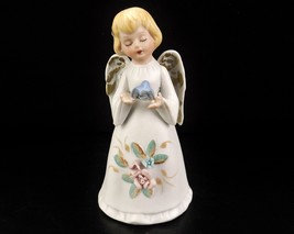 Vintage Porcelain Bell, Angel Holding Blue Bird, Shelf Decoration, Homco, Taiwan - £15.72 GBP