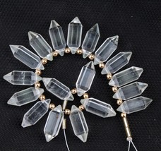 16 pieces faceted Pencil shape White clear CRYSTAL quartz briolette beads 7x20 m - £43.50 GBP