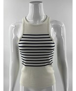 J Crew Womens High Neck Tank Top Sz Medium Cream Navy Blue Sleeveless Ri... - $584.35 MXN J Crew Womens High Neck Tank Top Sz Medium Cream Navy Blue Sleeveless Ri... - $584.35 MXN