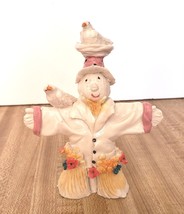 Pumpkin Head Scarecrow Figurine with Birds and Flowers 5&quot; Tall CHIPPED Vintage - £5.67 GBP