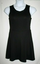 Old Navy Misses MEDIUM Black Tank Dress Ponte Knit Round Neck Zip Up Sle... - $12.77
