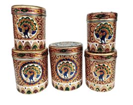 Rastogi Handicrafts Stainless Steel Meenakari Kitchen Storage Box Jar, C... - £80.67 GBP