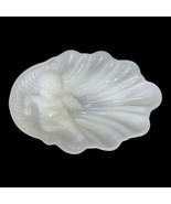 VINTAGE AVON HEAVENLY MILK GLASS CHERUB ANGEL SOAP DISH Ruffled Seashell - $9.50