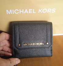 Michael Kors Medium Trifold Black Leather Coin Case Wallet Nwot - £40.59 GBP