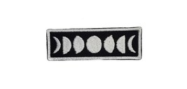 Moon Phases Embroidered Iron On Patch  3&quot; x 1&quot; Wax Wane Full Moon Crescent Eclip - £3.89 GBP