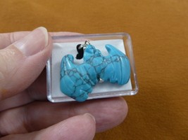 ann-bat-10) Dyed teal blue howlite BAT flying figurine Pendant NECKLACE ... - £9.70 GBP