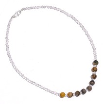 Natural Tiger Eye Crystal Gemstone Mix Shape Smooth Beads Necklace 17&quot; UB-5872 - £7.79 GBP