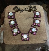 Patrice Jewelry Baroque Style Necklace with Mother of Pearl and Antiqued Brass - £183.11 GBP