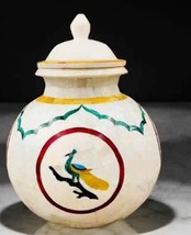 15&#39;&#39; white Marble Flower pot Vase matka with lid inlay mop malachite hom... - $2,514.60
